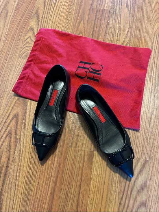Carolina Herrera Shoes - Carolina Herrera Initials Insignia Leather Ballet Flats